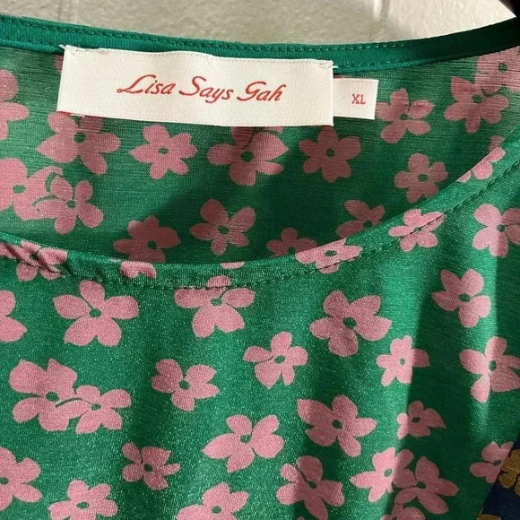 NWT LISA SAYS GAH Angie Floral Short Sleeve Color Block T-Shirt Tee Shirt XL - Picture 5 of 6